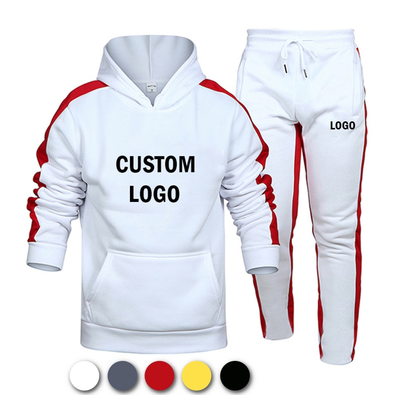 Custom Logo Two Pieces Sets Winter Men's Sets Hoodie+Pants Casual Tracksuit Male Sportswear Gym Jogging Autimn Men's SweatSuit