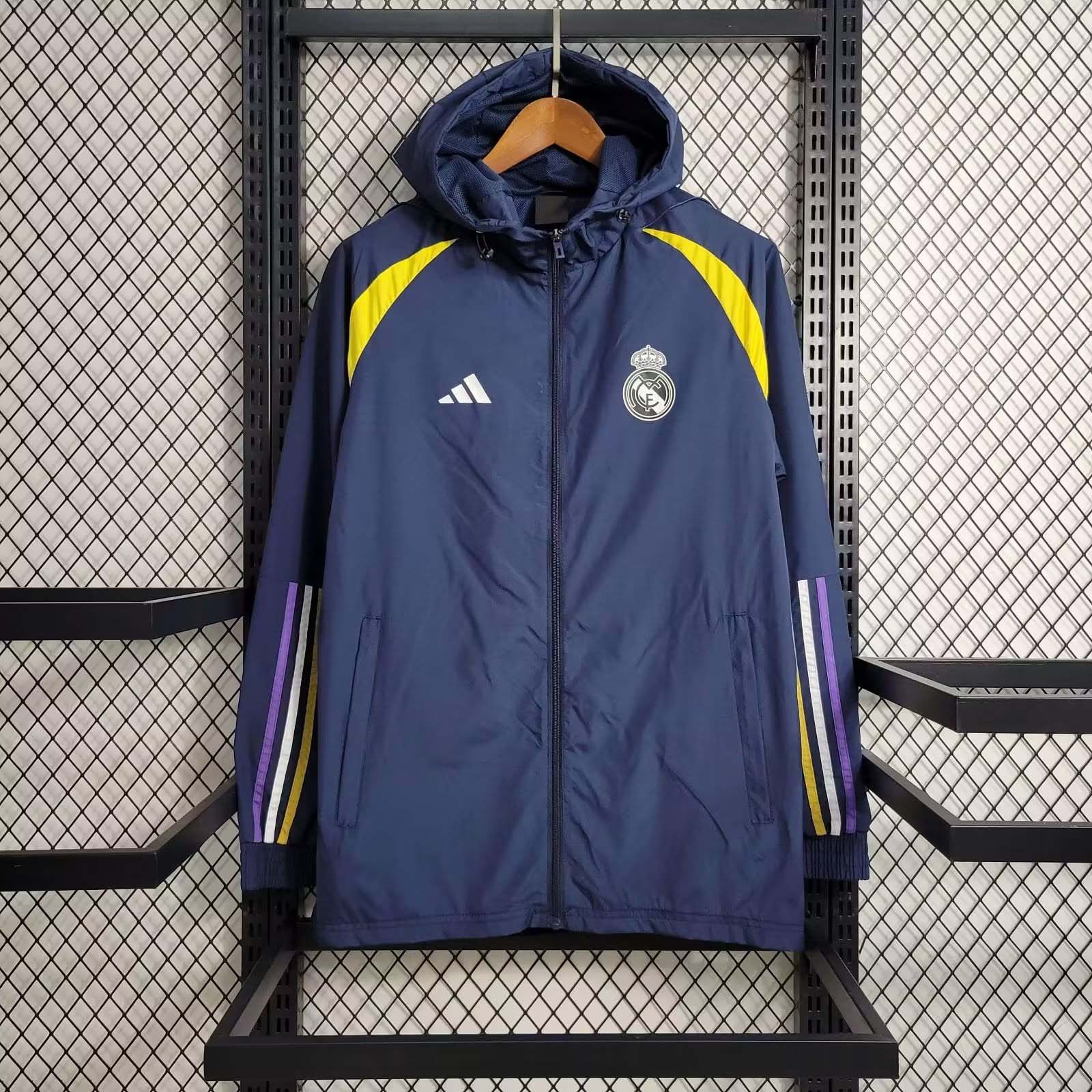 2023 Real Madrid Windbreaker Navy blue Soccer Jersey 1:1 Thai Quality:football jersey mysite: unitedjerseyfootball 邓江浪:football