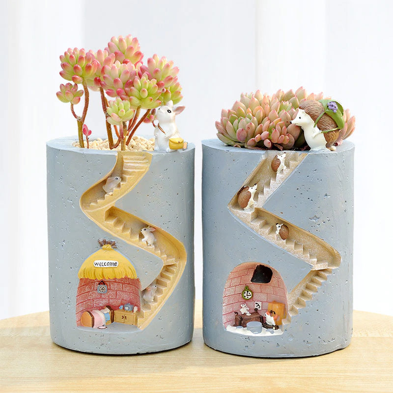 tiny animal home plant pot