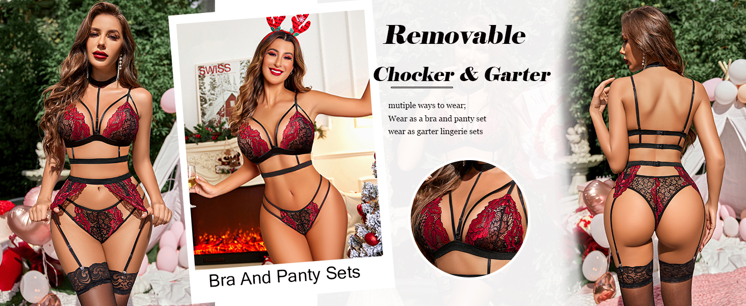 lace garter lingerie set