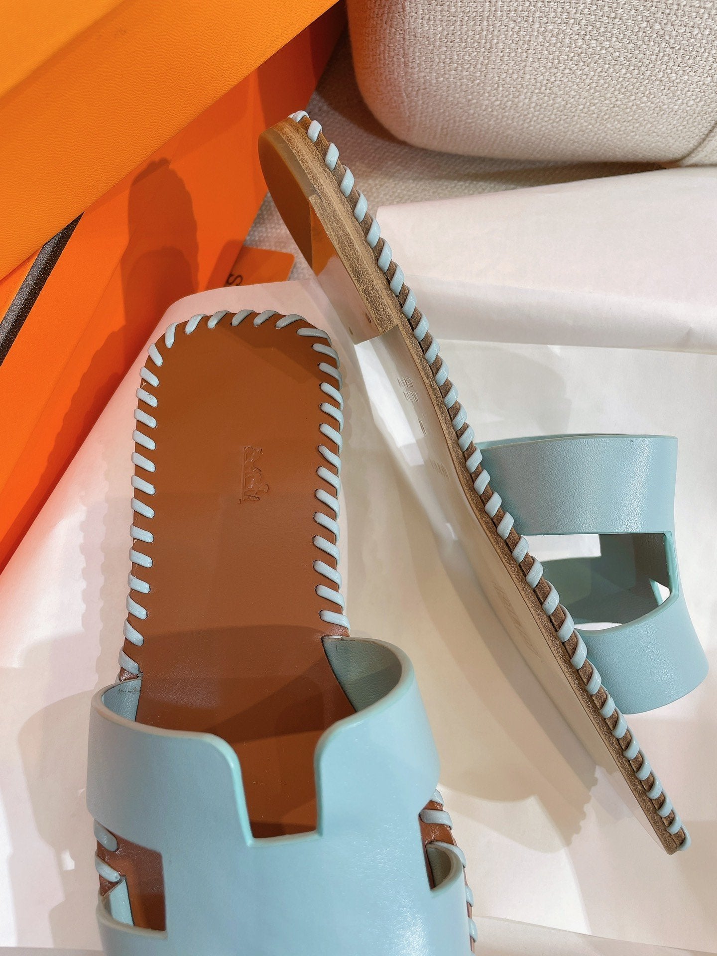 0RAN SANDAL Braided Calfskin BLUE SKY、mysite、Cacoeks