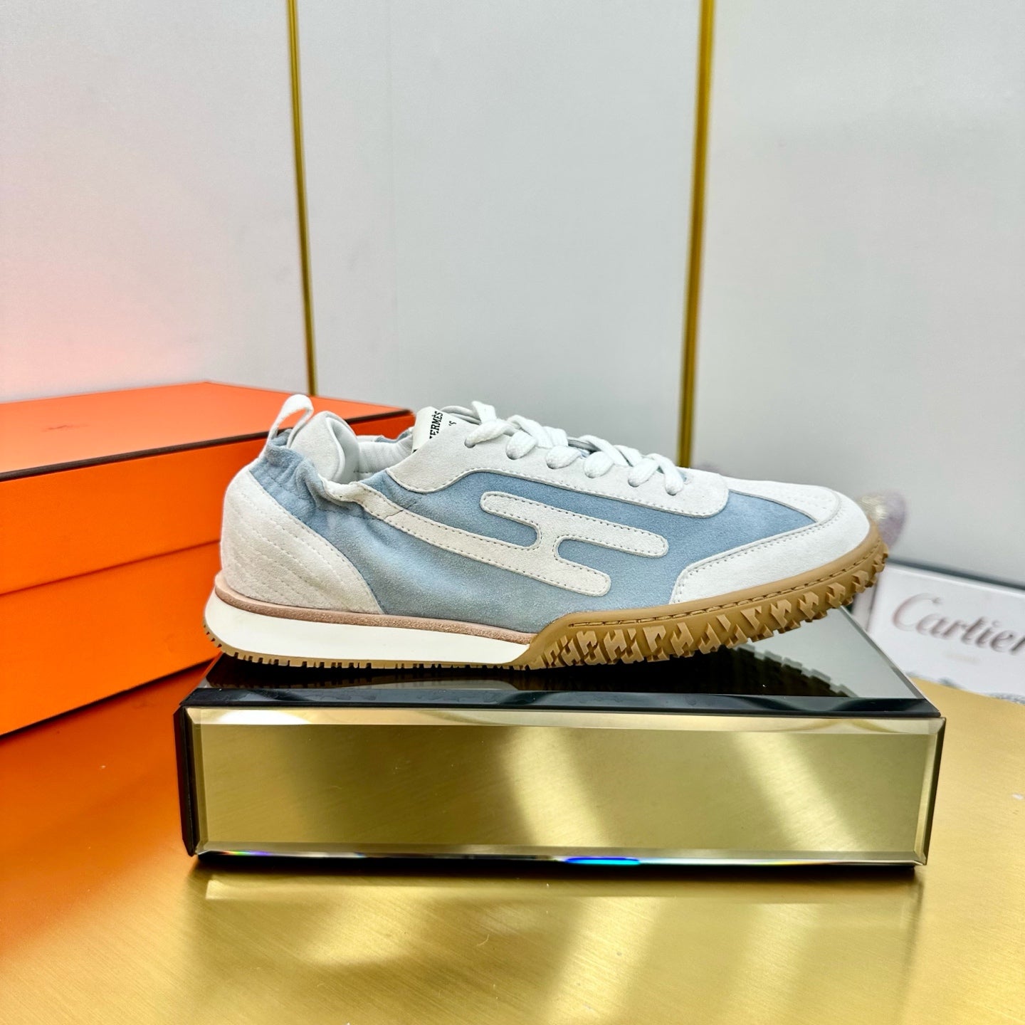 JET SNEAKER IN PALE GRAY MIX SAPPHIRE BLUE SUEDE、mysite、Cacoeks