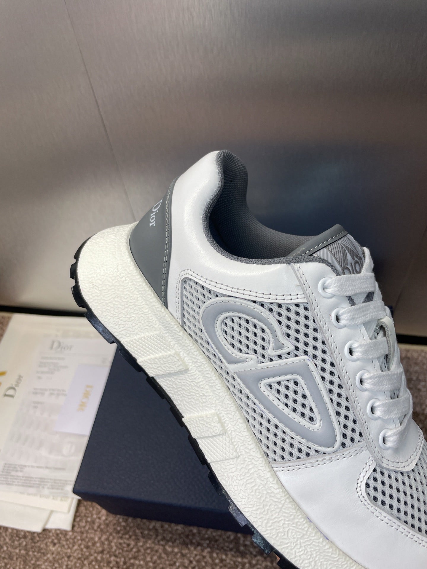 DIOR 25S D-RUN'N COUPLE SNEAKERS IN WHITE GRAY CALFSKIN AND MESH、mysite、Cacoeks