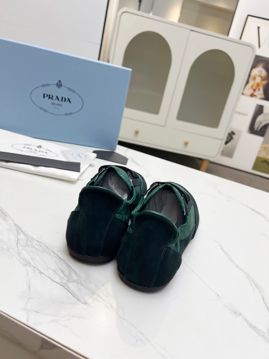 COLLAPSE SNEAKERS IN BLACK SUEDE AND FOREST GREEN NYLON、mysite、Cacoeks