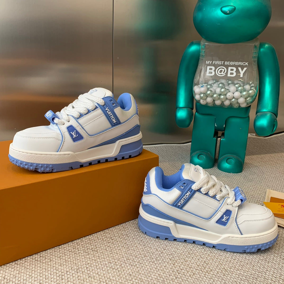 LV TRAINER MAXI SNEAKER IN WHITE MIX OCEAN BLUE CALFSKIN、mysite、Cacoeks