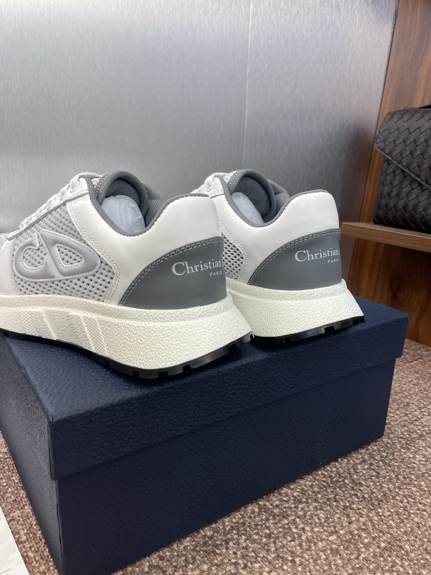 DIOR 25S D-RUN'N COUPLE SNEAKERS IN WHITE GRAY CALFSKIN AND MESH、mysite、Cacoeks