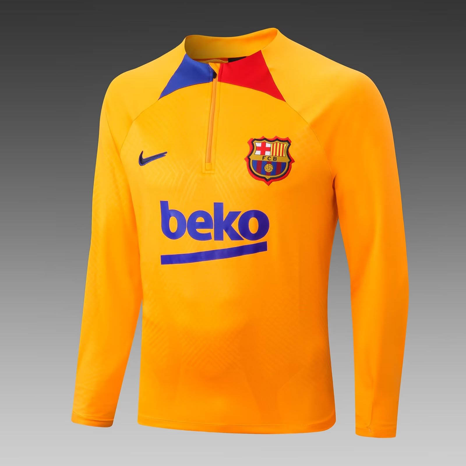 2022/2023 Barcelona Half-Pull Training Suit Yellow Jersey Set:football jersey mysite: unitedjerseyfootball 邓江浪:football