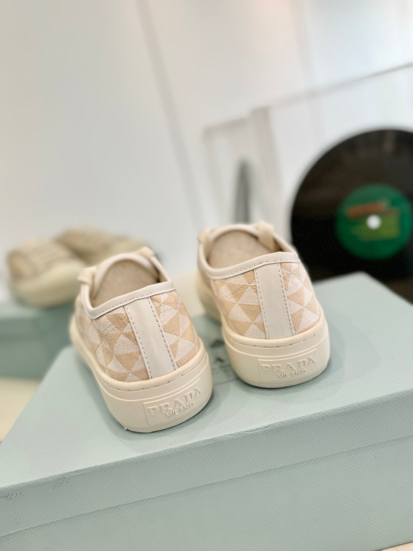 PRA PRINTED COTTON SNEAKERS BEIGE AND NUDE TRIANGLE CANVAS、mysite、Cacoeks