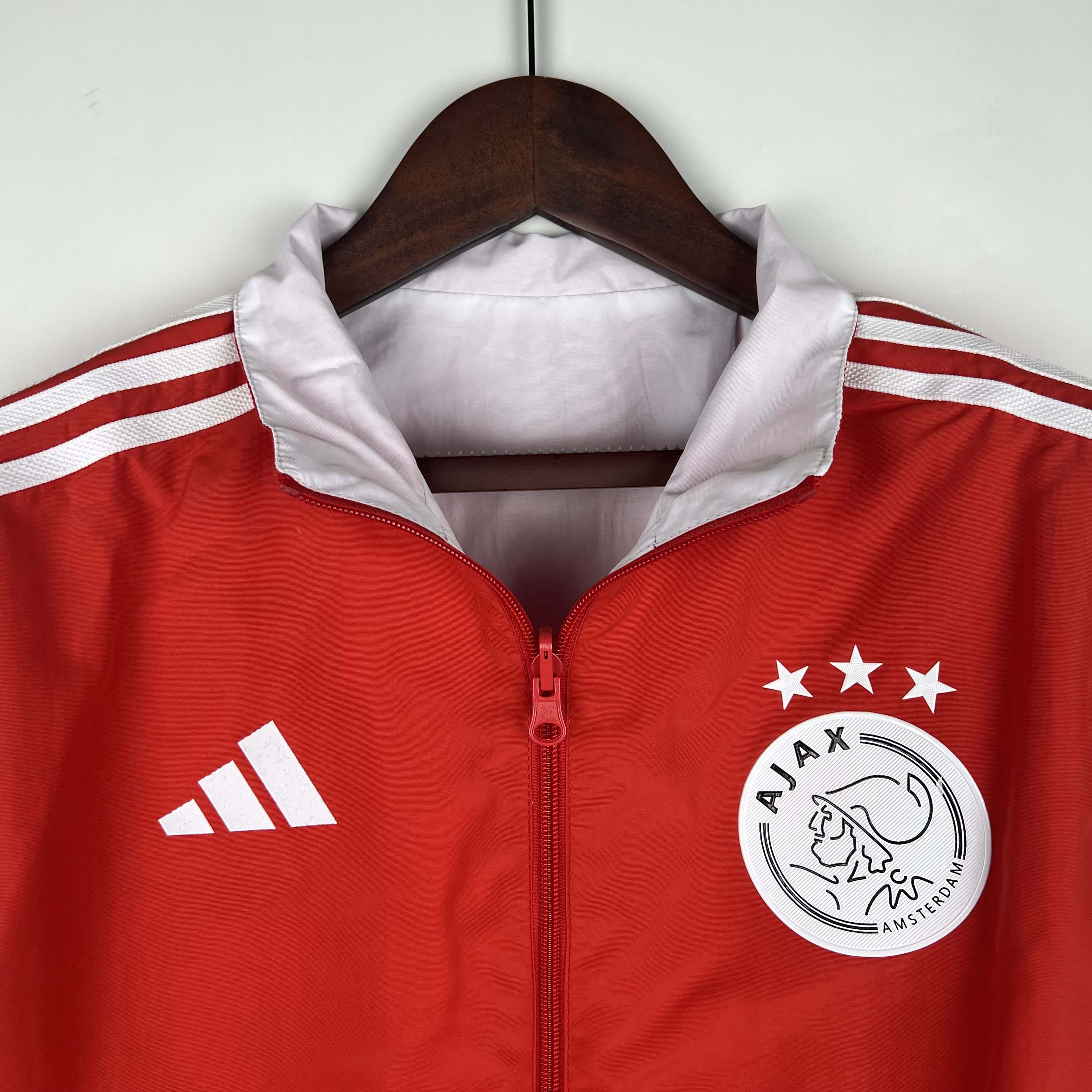 2023/2024 Ajax Reversible Windbreaker(Red-White)Soccer Jersey 1:1 Thai Quality:football jersey mysite: unitedjerseyfootball 邓江浪:football