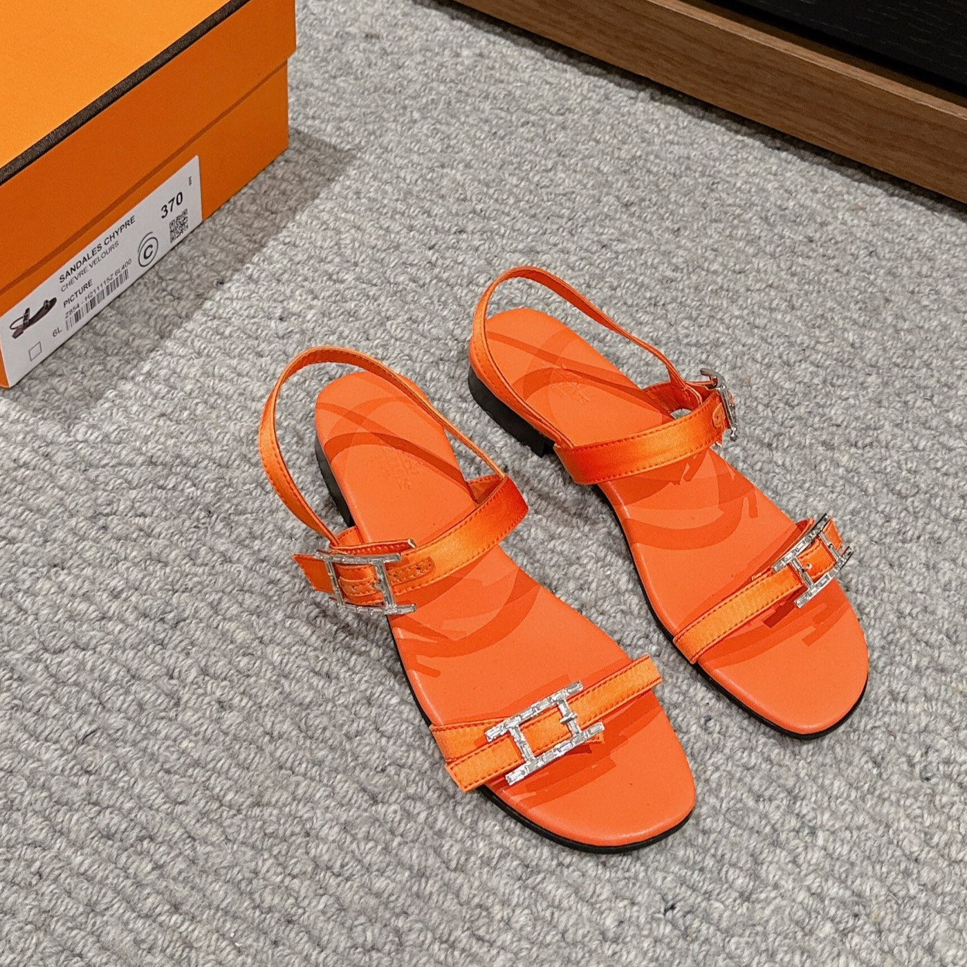 BUCKLE SANDAL BRIGHT ORANGE CALFSKIN、mysite、Cacoeks