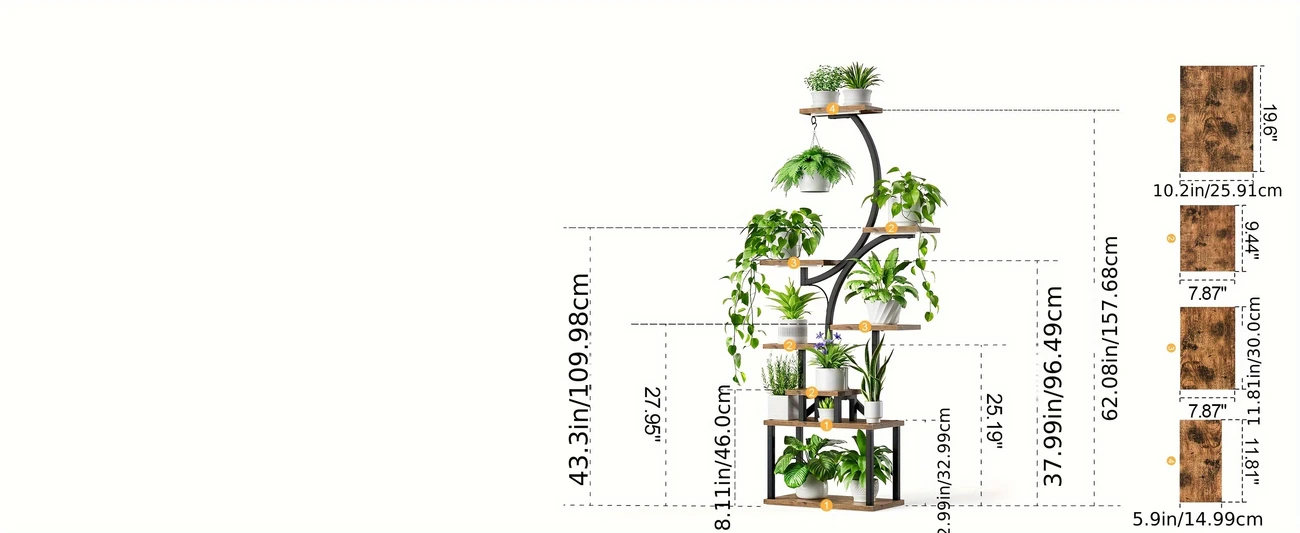 versatile 8 tier indoor plant stand with   grow lights usb powered adjustable brightness ideal for home patio decor details 5