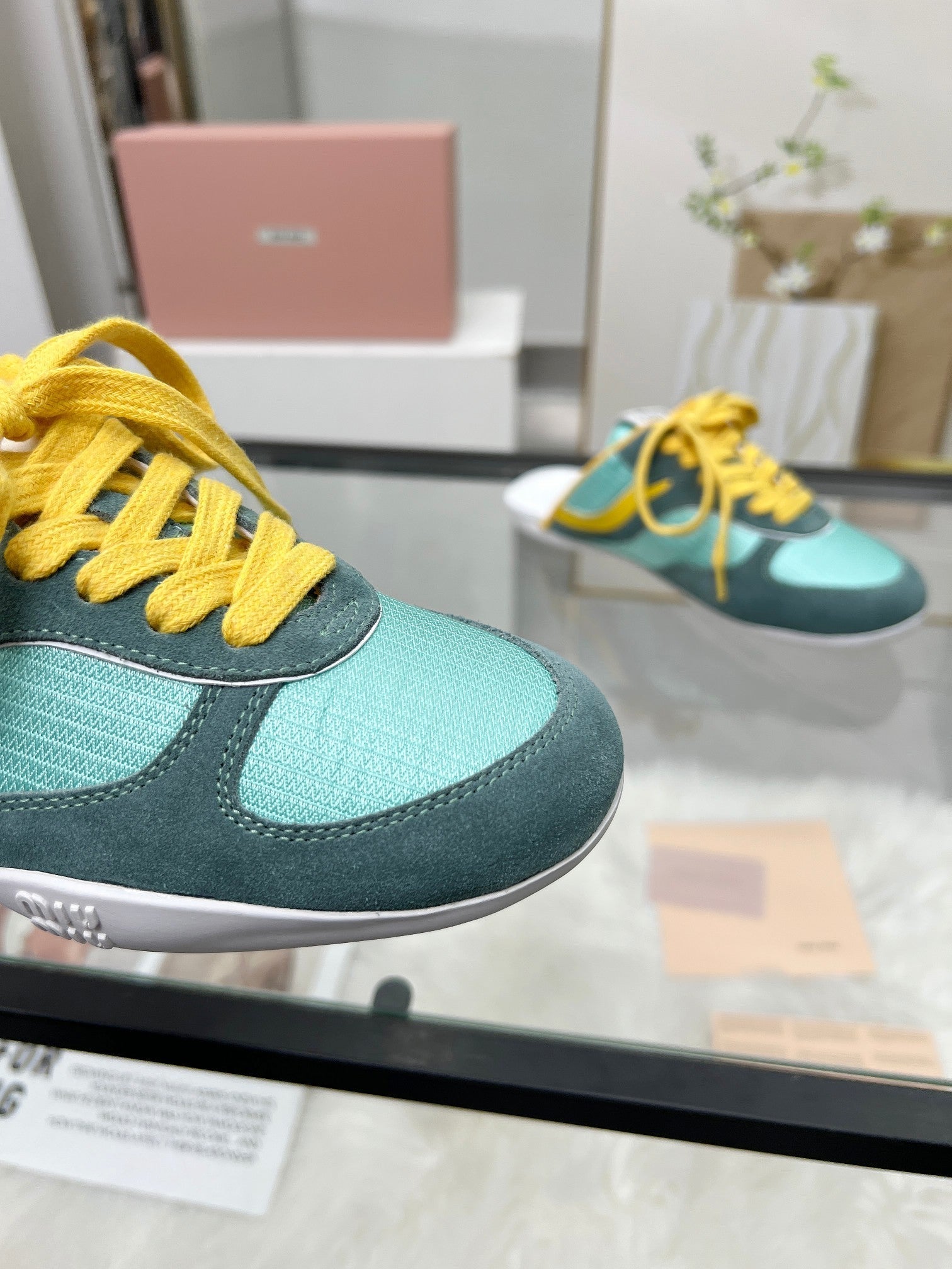 GYMNASIUM SNEAKERS MULES PERSIAN SUEDE AND DARK GREEN TECHNICAL FABRIC、mysite、Cacoeks