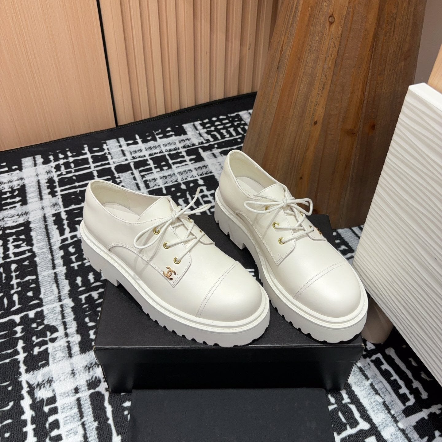 CC OXFORD SHOES IN WHITE CALFSKIN、mysite、Cacoeks