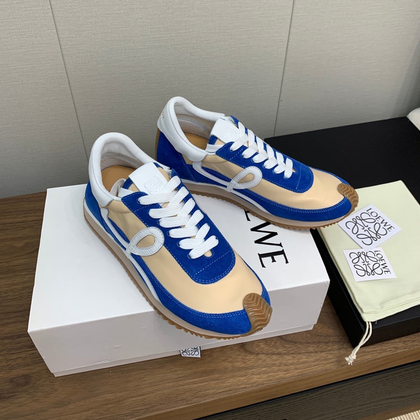 LW FLOW RUNNER SNEAKER COBALT-BEIGE SUEDE、mysite、Cacoeks