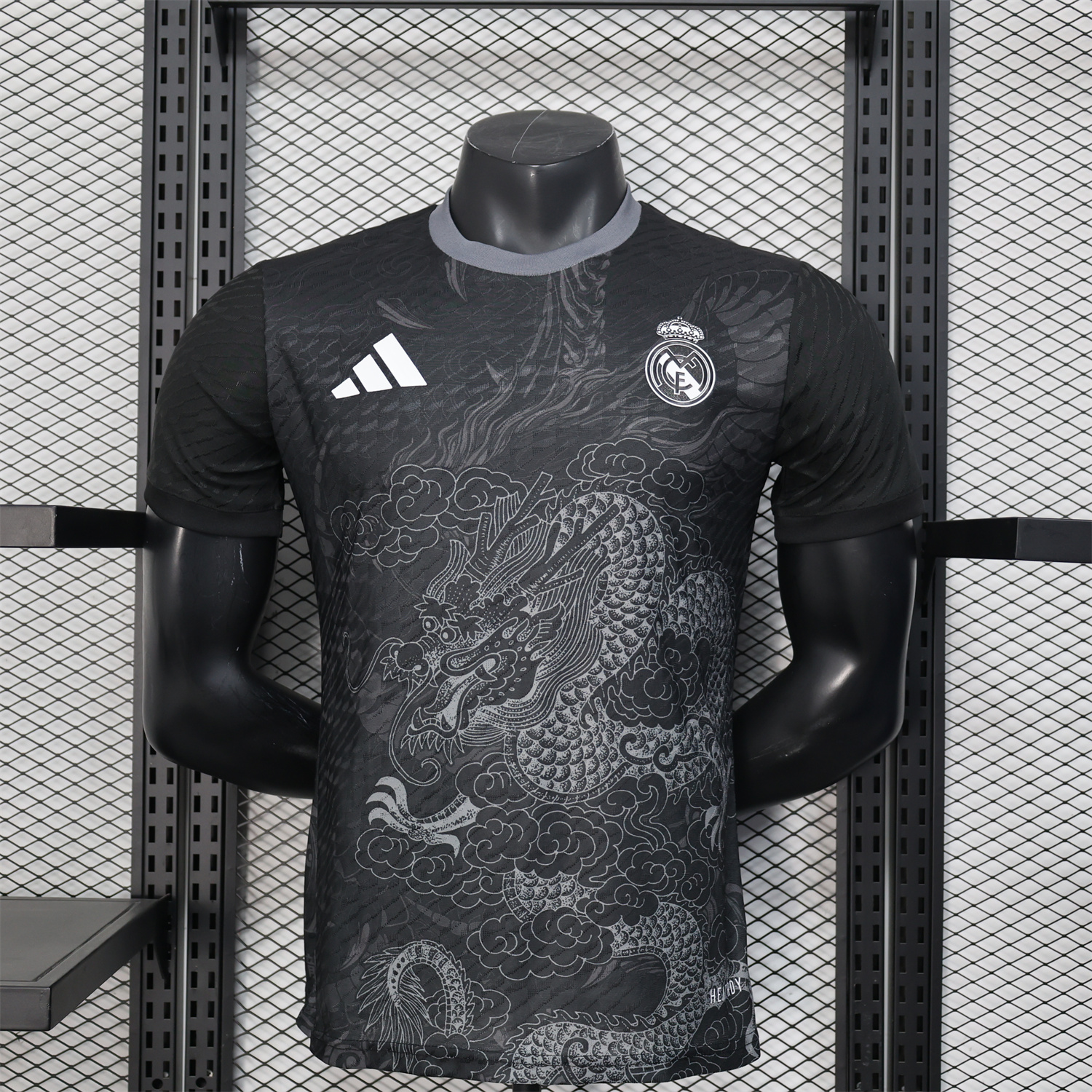 UltraTrikot-Real Madrid 25-26 Grey Chinese Loong and Auspicious Clouds Line Drawing Black Jersey - Player Version