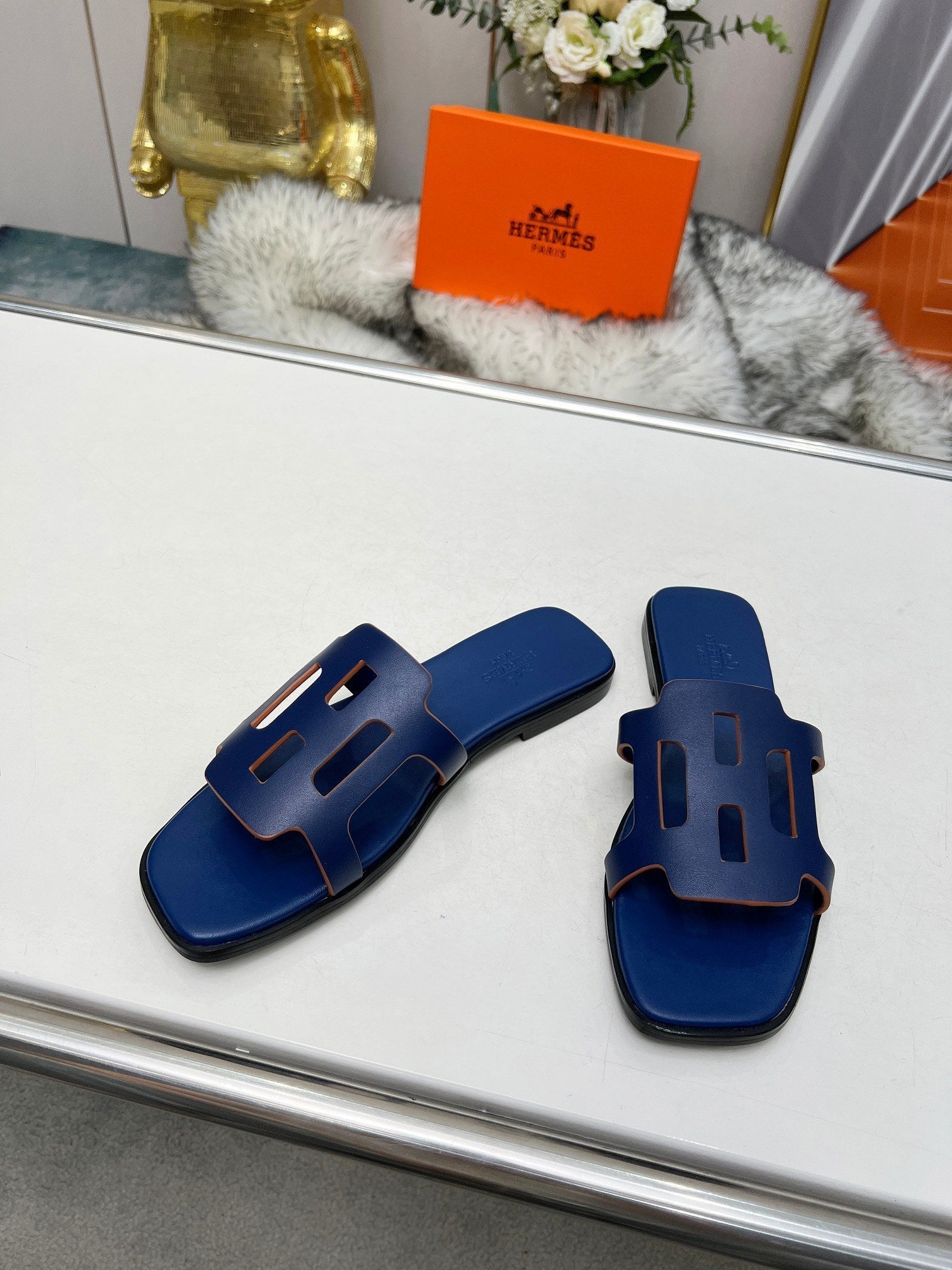 FLATFORM SANDAL NAVY CALFSKIN、mysite、Cacoeks