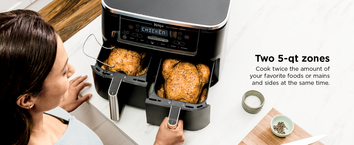 Two 5-qt zones Cook twice the amount of your favorite foods or mains and sides at the same time