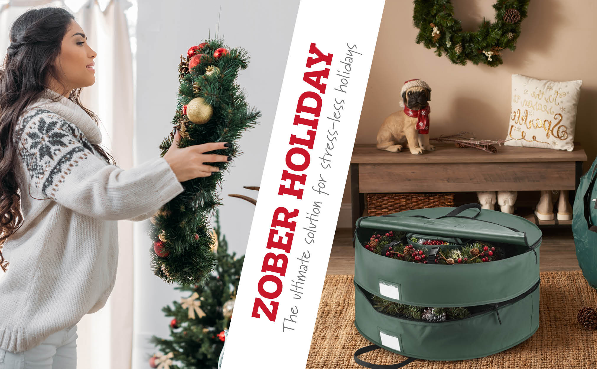 Double Artificial Christmas Wreath Storage Bag 24