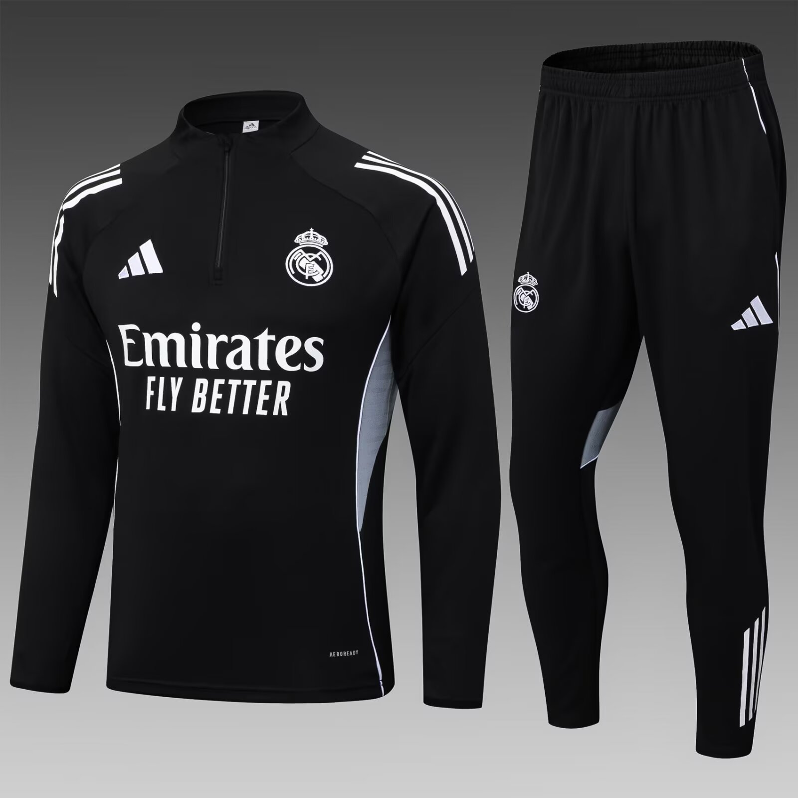2025/2026 Real Madrid Half-Pull Training Suit Black Football Shirt 1:1 Thai Quality Set:football jersey mysite: unitedjerseyfootball 邓江浪:football