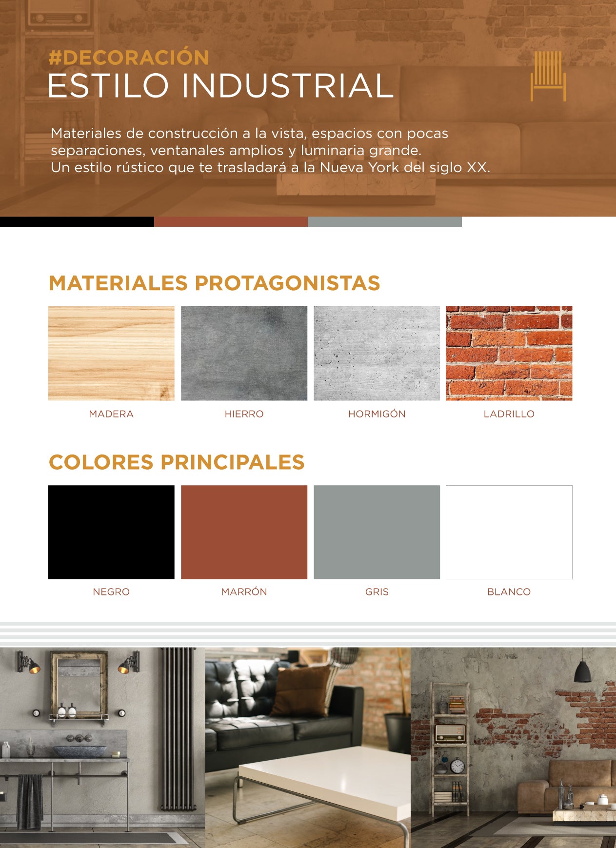 infografía decoración estilo industrial