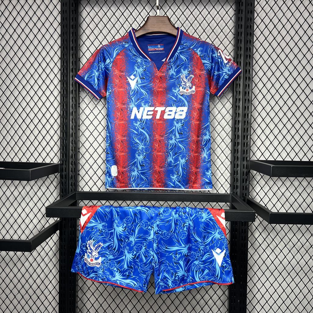 Higojerseys-Crystal Palace 24-25 Home Stadium Kids Kit