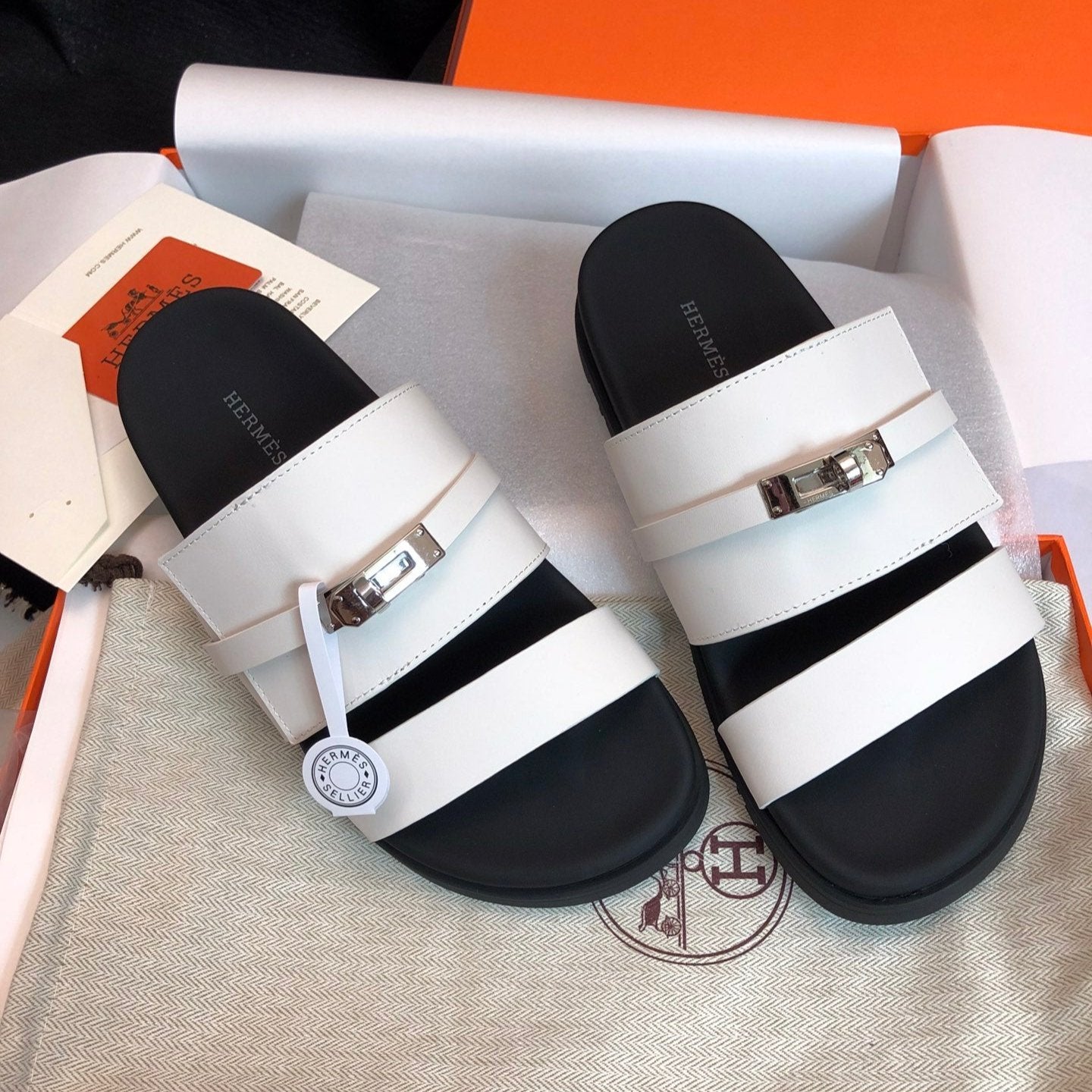 GABRIEL SANDAL MULE IN WHITE CALFSKIN、mysite、Cacoeks