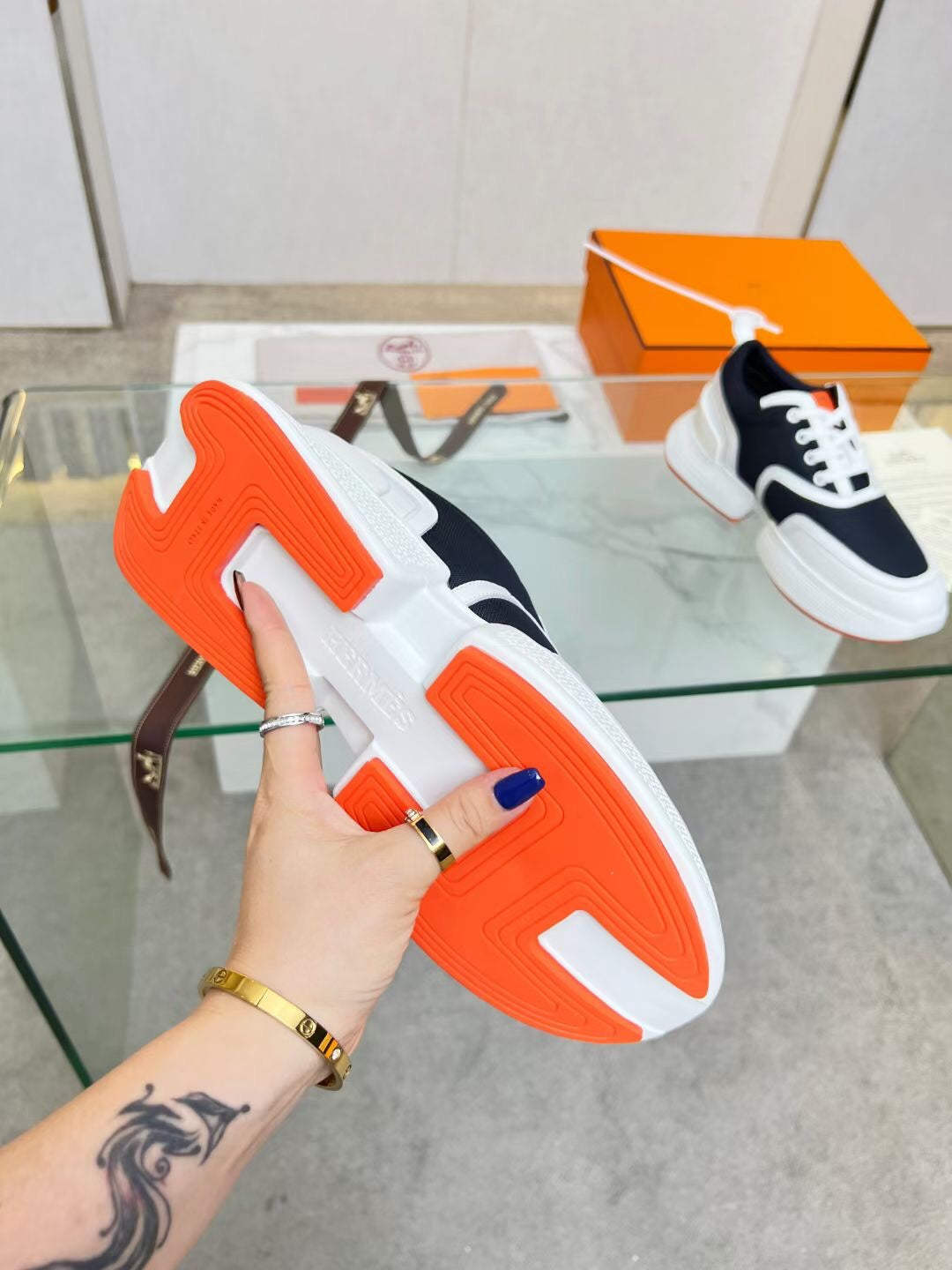 GIGA SNEAKER CHARCOAL BLUE CALFSKIN、mysite、Cacoeks