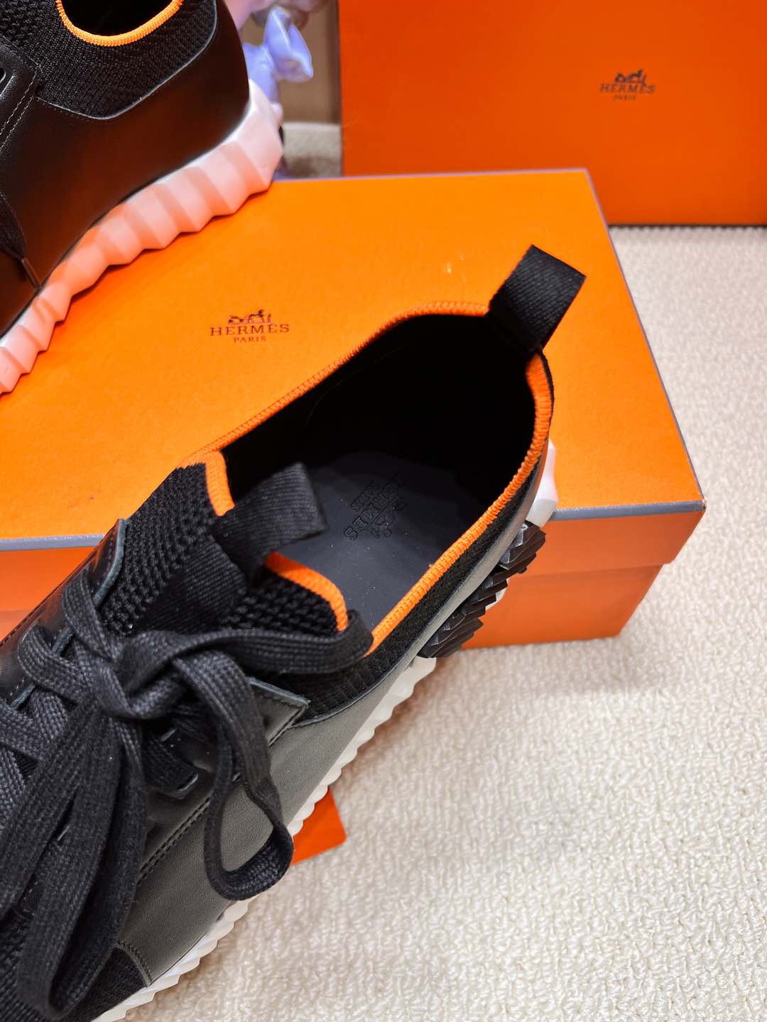 DEPART SLIP-ON SNEAKER IN BLACK MIX WHITE KNIT AND CALFSKIN、mysite、Cacoeks