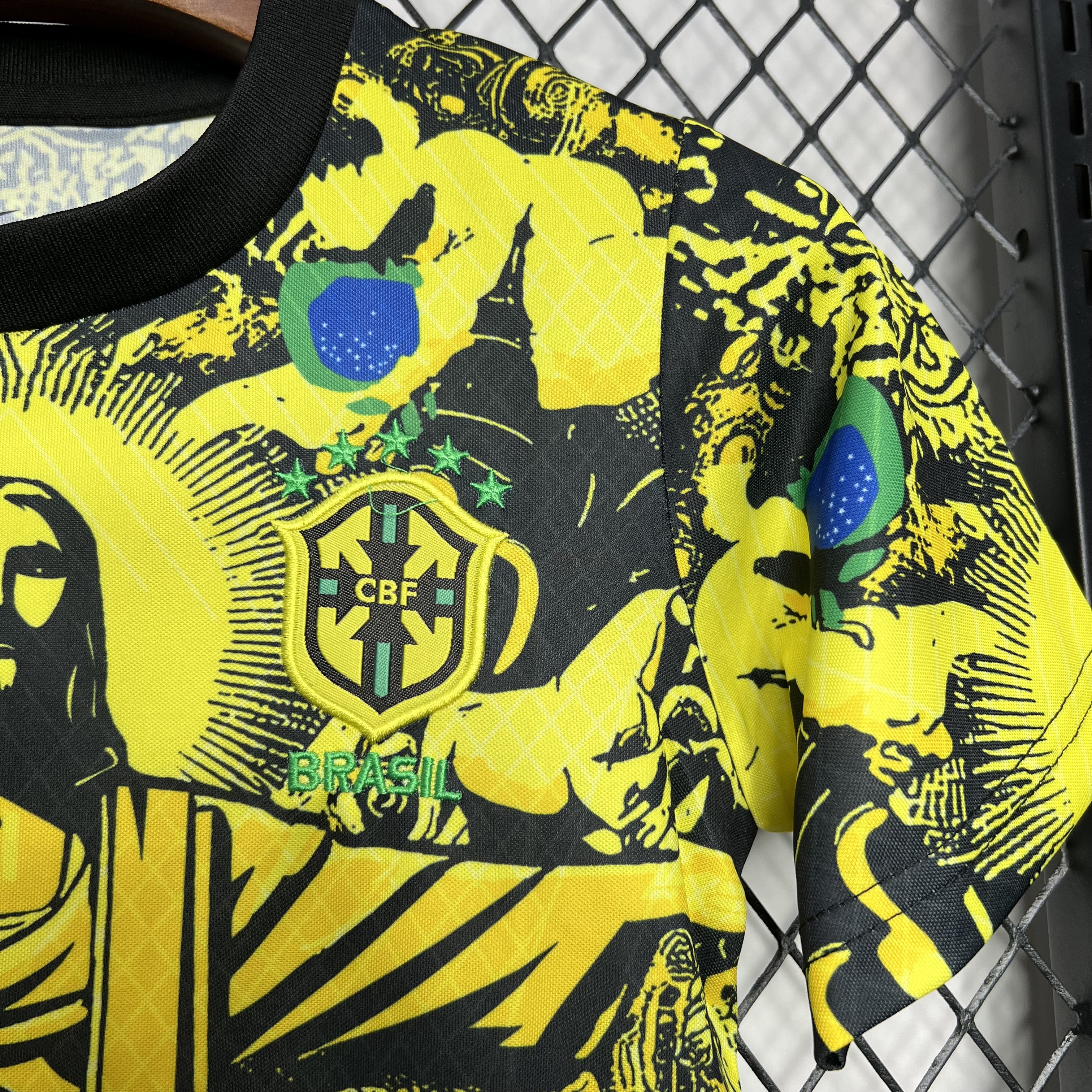 ManixJersey.com | Brazil 2024 Christ the Redeemer Statue Kids Kit - Yellow -Customize Name, Number and Patch | Worldwide Shipping