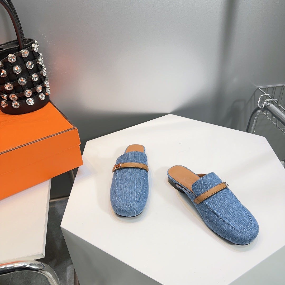 Lena Mule Blue Denim、mysite、Cacoeks