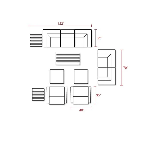 Tegan 9 Piece Sofa Seating Group with Cushions