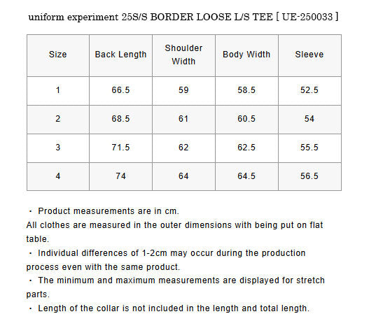 uniform experiment 25S/S BORDER LOOSE L/S TEE  UE-250033 