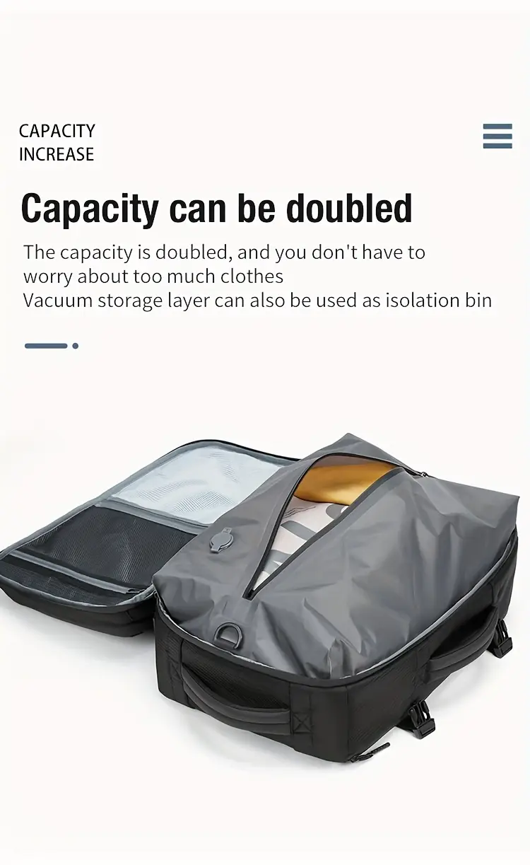 mens stylish large capacity backpack with air pump kit multi functional travel bag for business trips vacations usb rechargeable 16 inch laptop compartment details 0