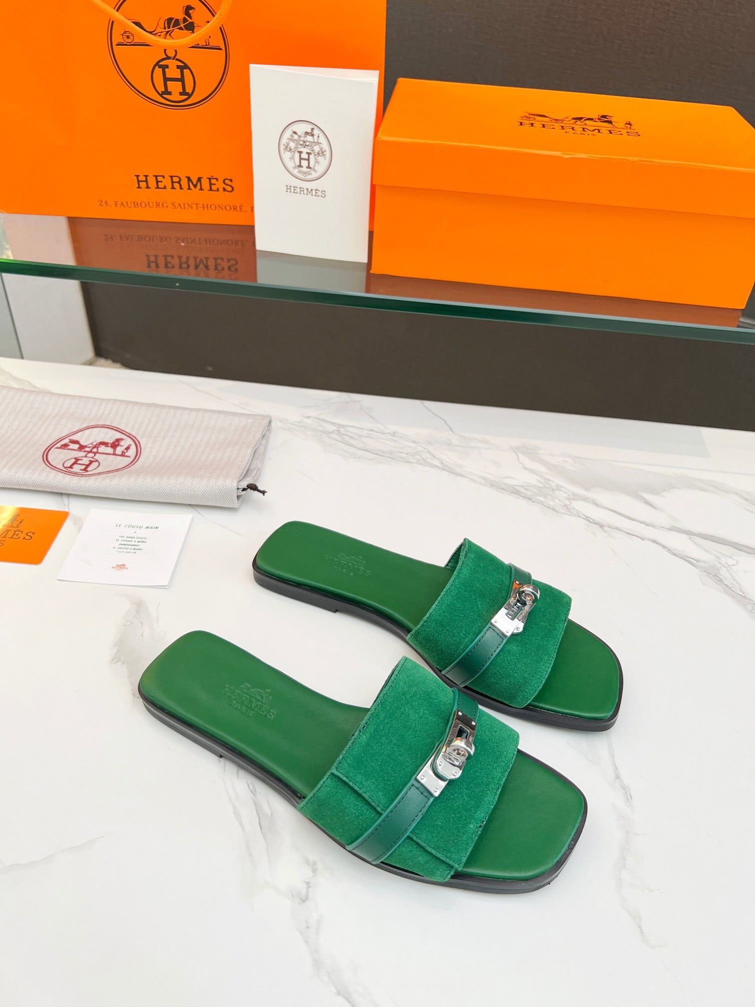 Giulia Sandal Green Suede Green Calfskin、mysite、Cacoeks
