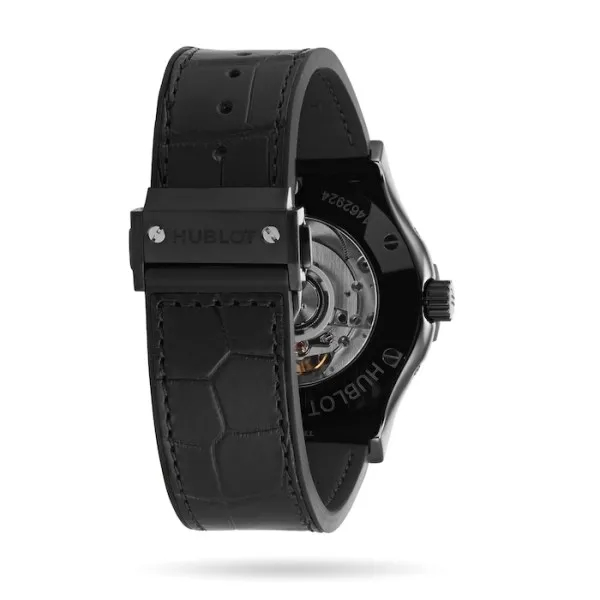 Hublot Classic Fusion Ref. 547.CX.0170.LR Super Clone Watch – Black Ceramic Black Dial Leather Strap Fake Replica