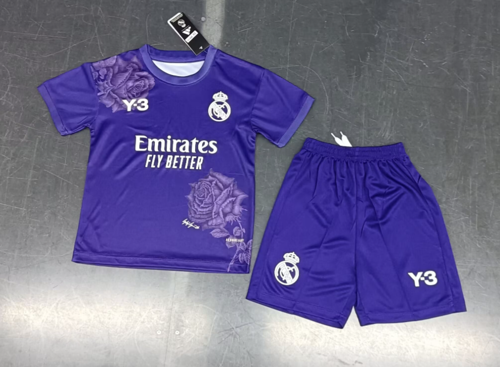 24/25 Real Madrid Purple Y-3 Special Edition Football Shirt Kids Size Suit-mysite Custom Football Kit- Nextkits