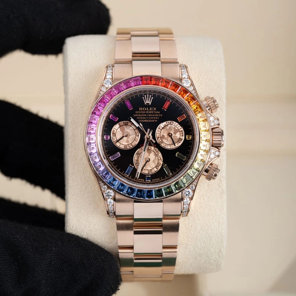 Rolex Daytona Rainbow Ref. 116595 RBOW Super Clone – 40mm Everose Gold Swiss Replica