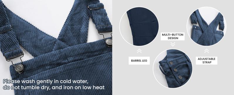 Yeokou TikTokShopBlackFriday Corduroy Overalls for Women Barrel Wide Leg Bib Corduroy Pants Women Adjustable Romper Jumpsuit with Pockets