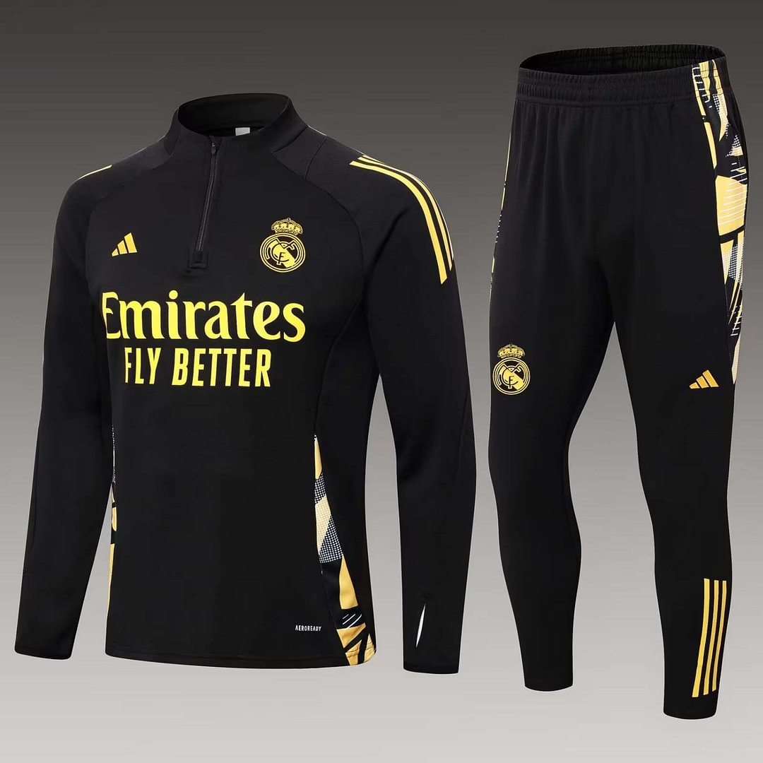 24/25 Real Madrid Half-Pull Training Suit Black Football Shirt Set-mysite Custom Football Kit- Nextkits