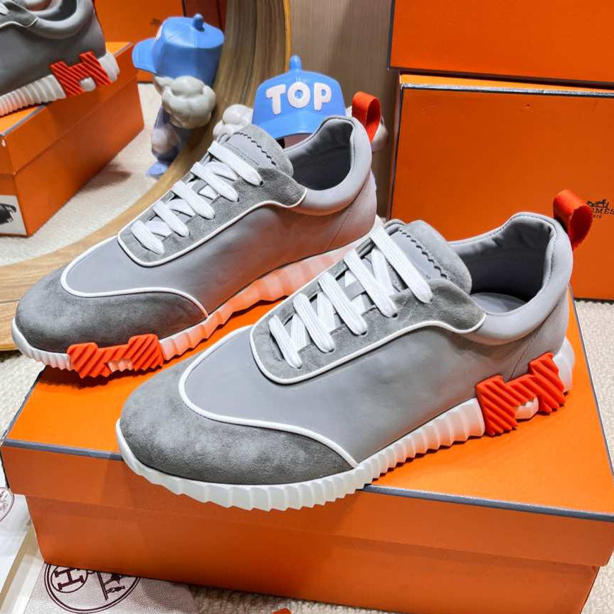 BOUNCING SNEAKER IN SMOKE GRAY SUEDE AND CALFSKIN、mysite、Cacoeks