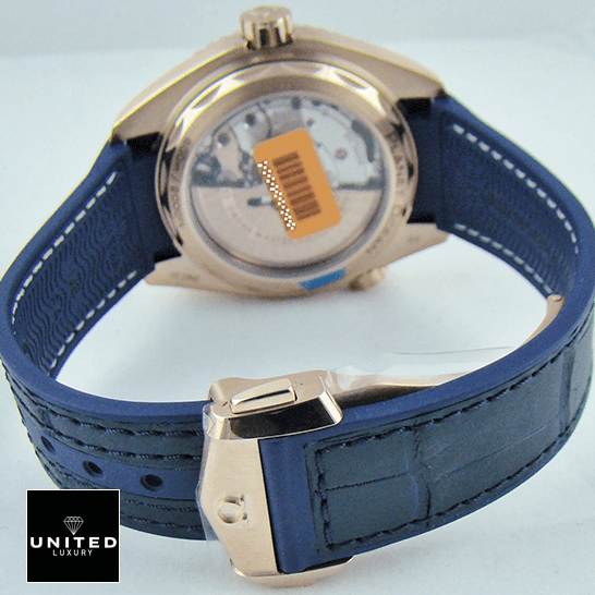 Omega Seamaster Planet Ocean Steel Leather Blue Bracelet Replica upside view