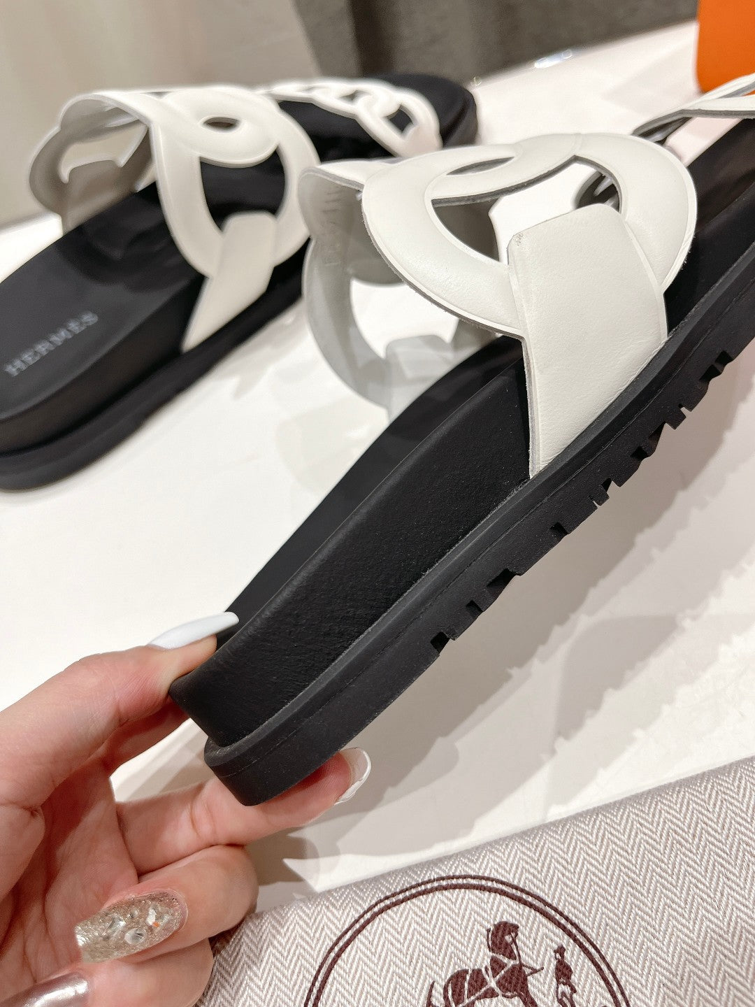 EXTRA SANDAL BLACK MIX WHITE CALFSKIN、mysite、Cacoeks