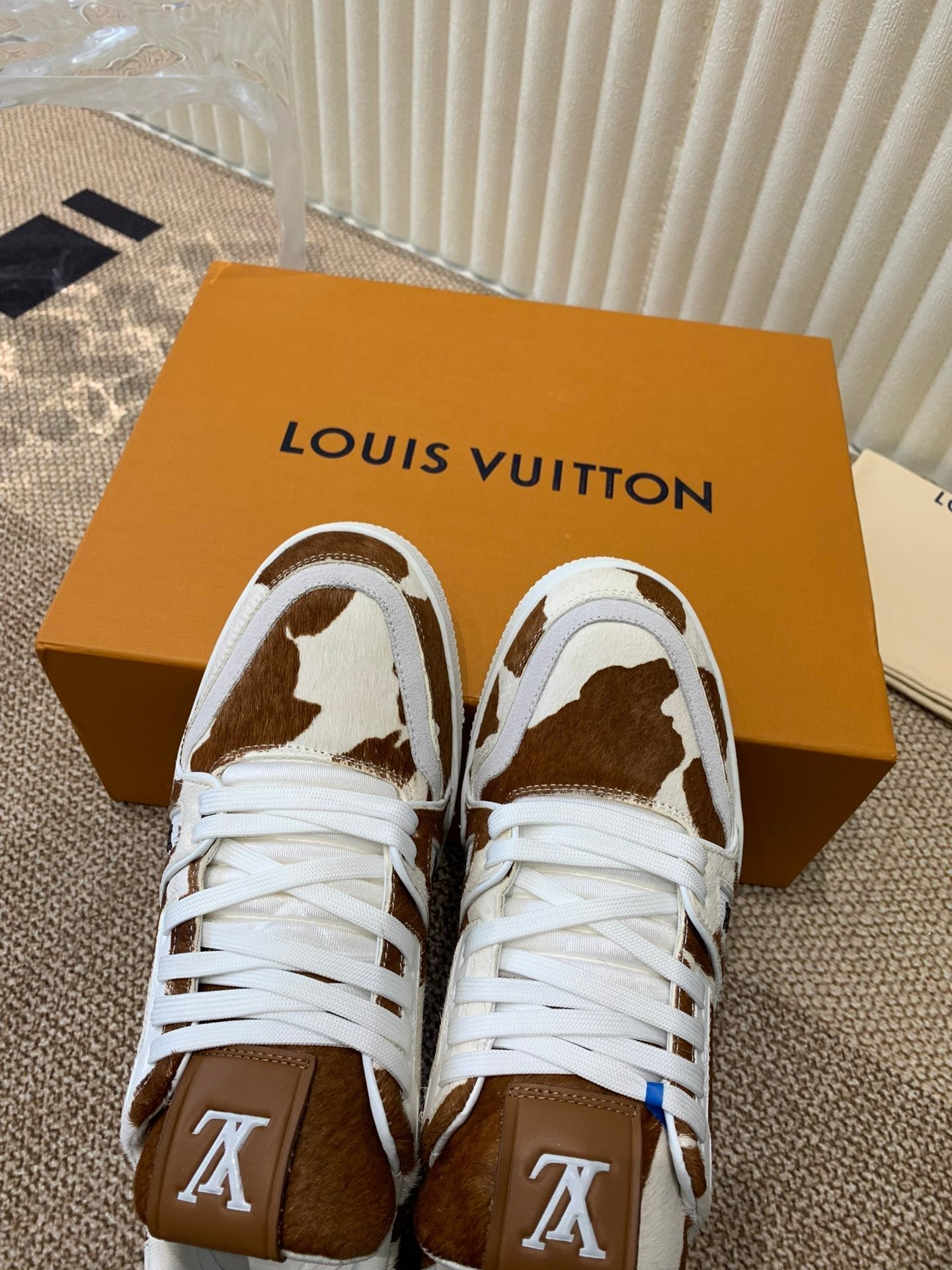 LV TRAINER SNEAKER PONY BROWN MIX WHITE、mysite、Cacoeks