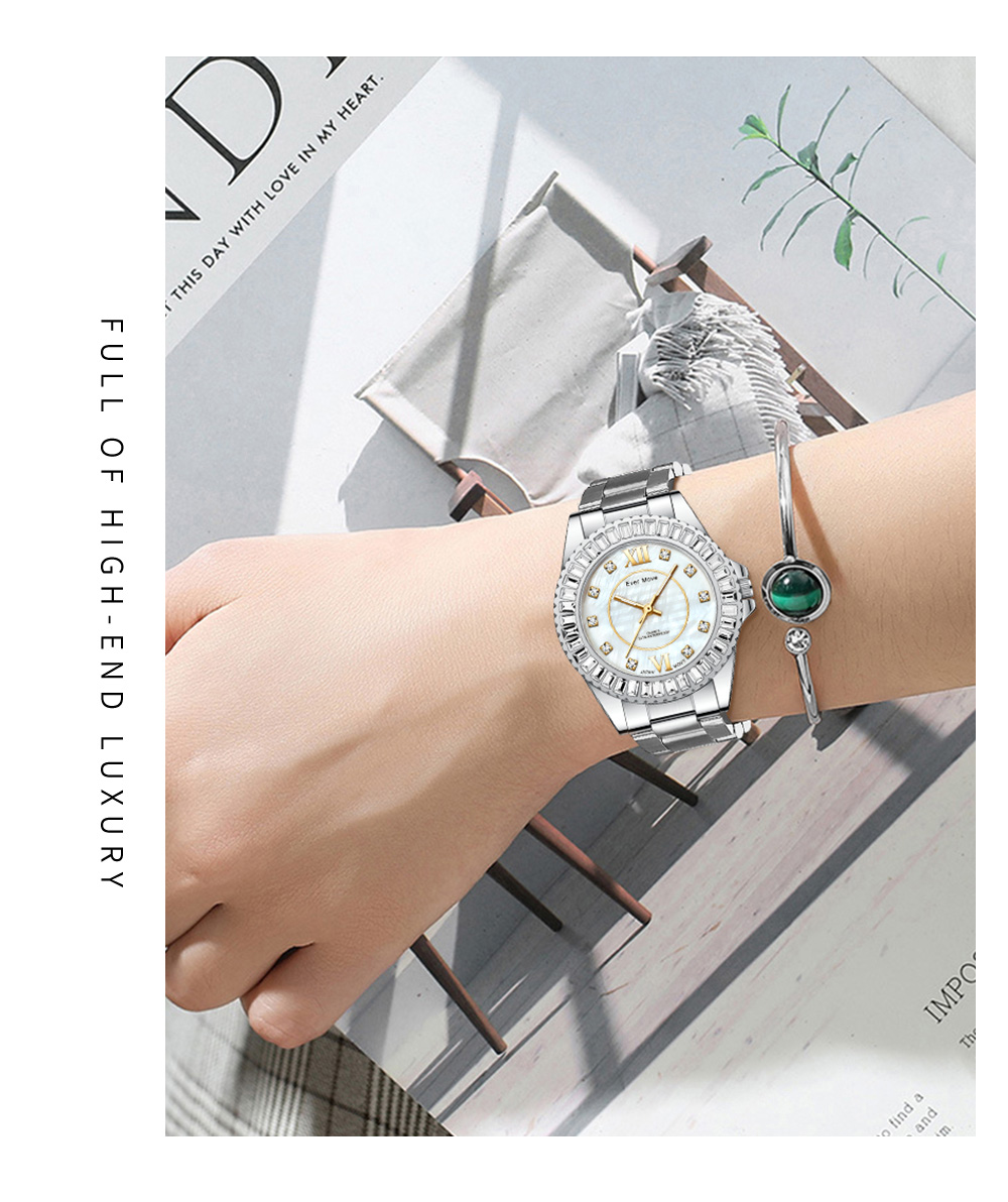2022 Ever Move Women'S Luxury Fashion Watch Jewelry Diamond Japanese Movement Quartz Dress Watch