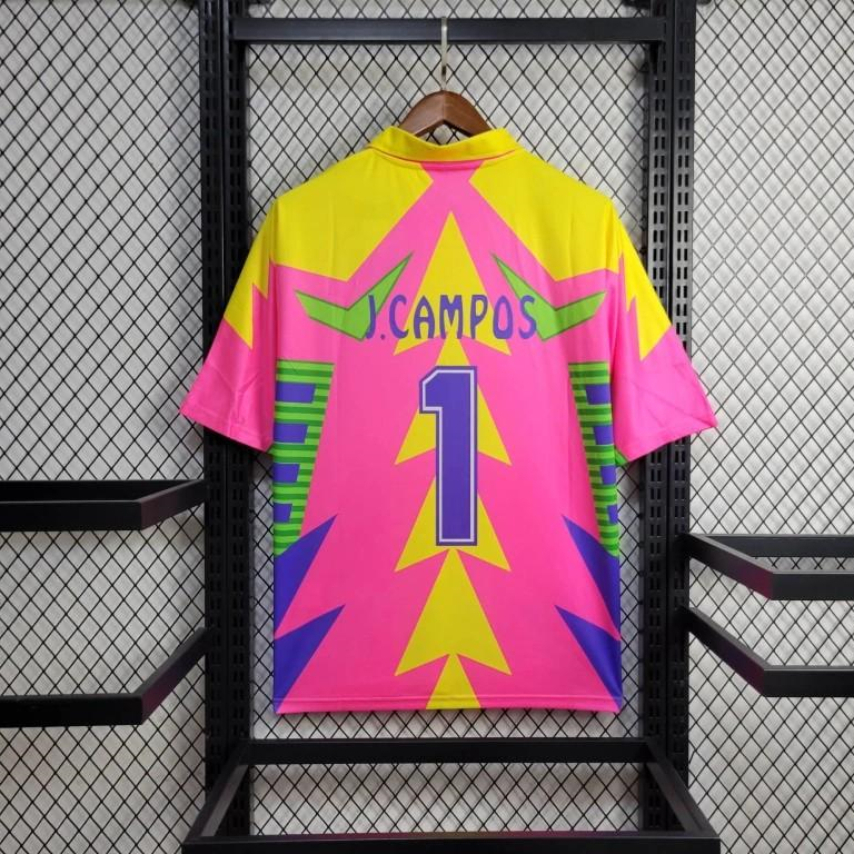 Higojerseys-Retro Mexico 1998 World Cup Goalkeeper Pink Yellow Jersey