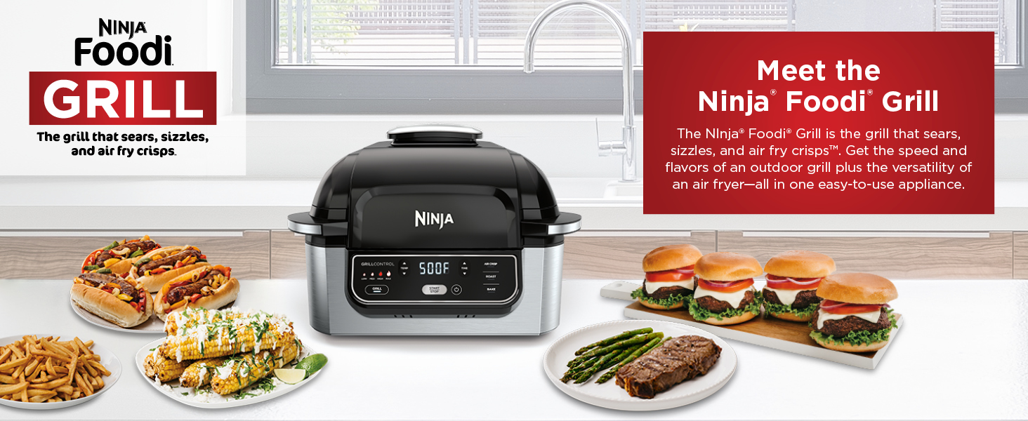 Meet the Ninja Foodi Grill The NInja Foodi Grill is the grill that sears, sizzles air fry crisps