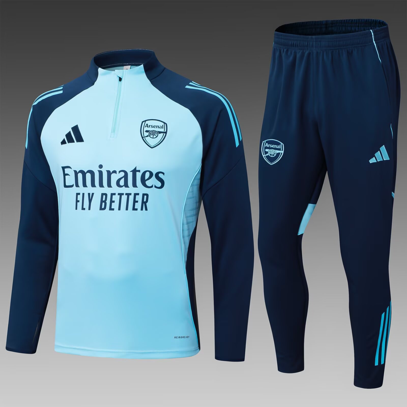 2025/2026 Arsenal Half-Pull Training Suit Light Blue Football Shirt 1:1 Thai Quality Set:football jersey mysite: unitedjerseyfootball 邓江浪:football
