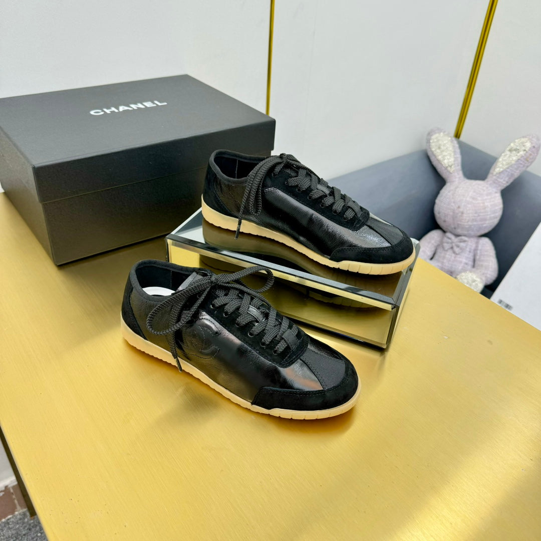 CC SNEAKER IN BLACK CALFSKIN AND SUEDE、mysite、Cacoeks