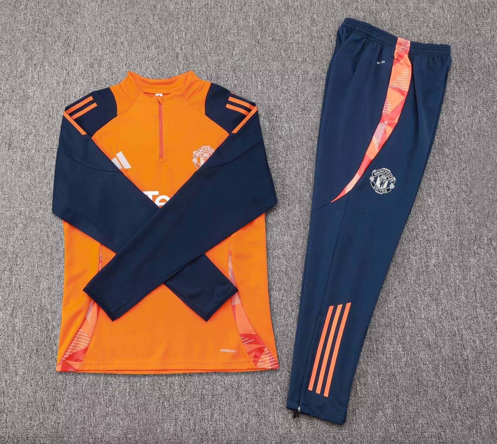 2024/2025 Manchester United Half-Pull Training Suit Orange Football Shirt 1:1 Thai Quality Set:football jersey mysite: unitedjerseyfootball 邓江浪:football