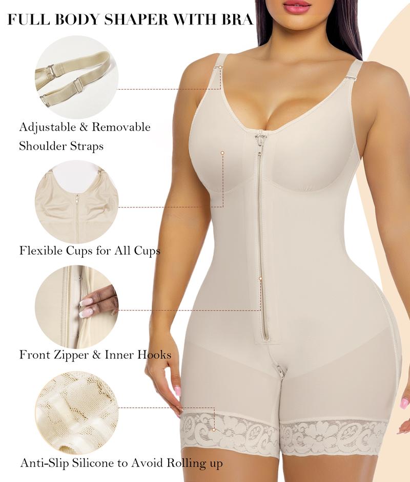 Women��s YIANNA Fajas Colombianas shapewear  Tummy Control Butt Lifter Shaper with Zipper Crotch detachable shoulder strap